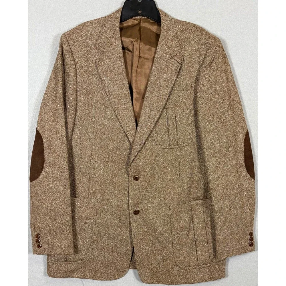 Vtg Andhurst Donegal Tweed Wool 3 Pc Suit Mens 42L Flare Leg Pants 37x33 - Picture 2 of 16